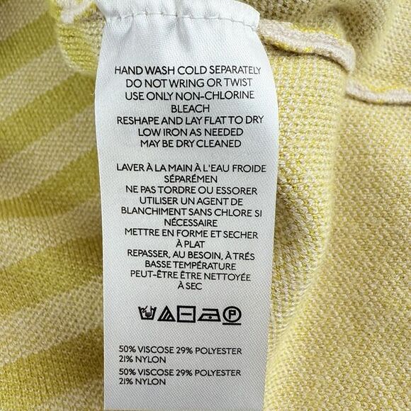 Anthropologie Maeve CARYS Mock Neck Sweater Womens Large Gold Striped Oversized - Picture 7 of 9